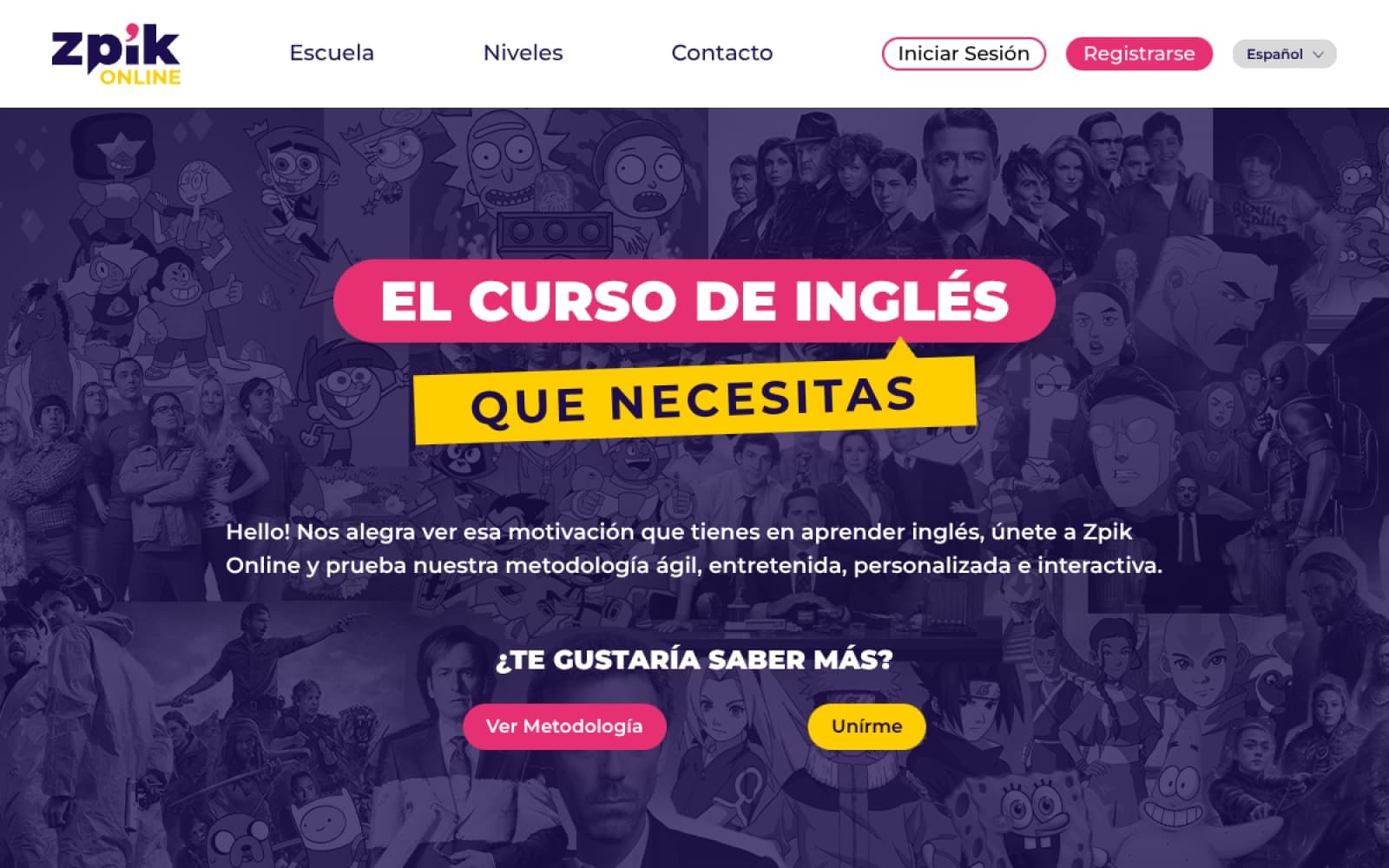 Zpik Online — Online English course platform with an agile, gamified 5-level methodology.